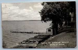 c1940's Scene At Idlewiloe Resort Osakis Minnesota MN Boats RPPC Photo Postcard
