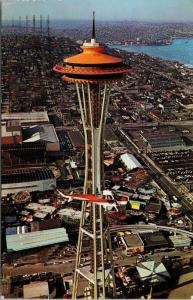 Space Needle Seattle WA Washington Helicopter Vintage Postcard D76