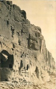 New Mexico Puye Cliffs 1930s RPPC Photo Postcard 22-6635 