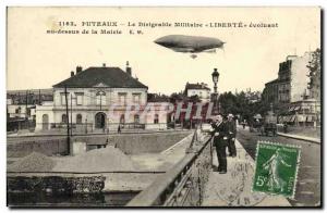 Old Postcard The Airship Puteaux Military Liberte evolving over the Zeppelin ...