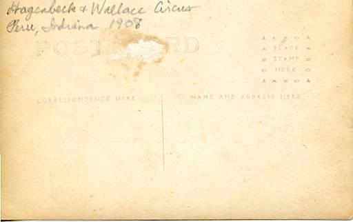 IN - Peru. Hagenbeck & Wallace Circus, Wabash River. Date,1908 - RPPC  VERY RARE
