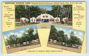 HOLLY HILL, FL Florida ~ DAYTONA TOURIST PARK  c1940s  Roadside Linen  Postcard