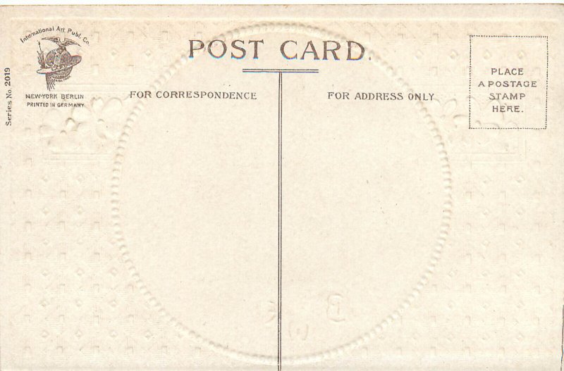 Embossed Easter Postcard Rabbit Mother & Children See Newborn Chick Ser 2019