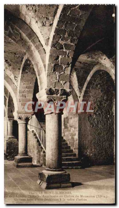 Old Postcard Mont Saint Michel Cloister Aumonerie or the Monastery