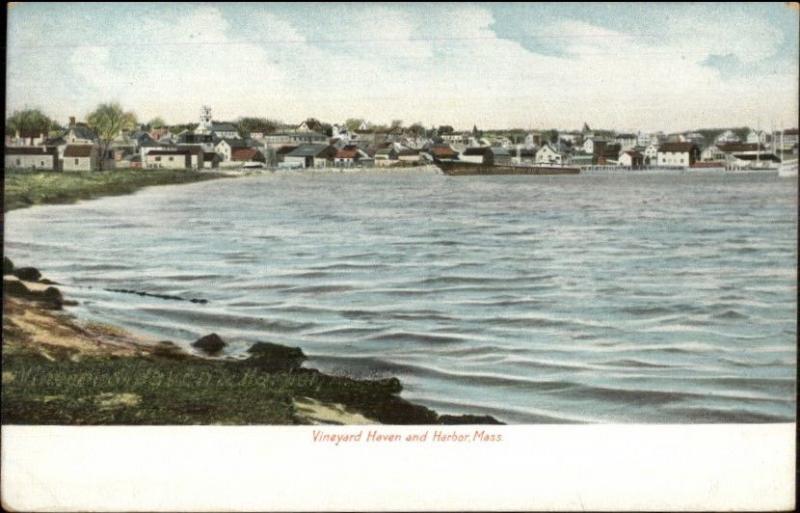 Vineyard Haven Martha's Vineyard MA Harbor & Bldgs c1910 Postcard