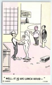 Postcard Nudist Comic Card Nude Sculpting on Lunch Hour Sunbather Magazine F04