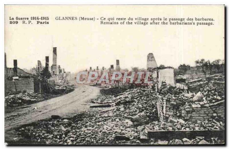 Old Postcard Glannes After the passage of the barbarians