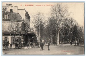 c1910 Avenue of the Republic Moulins Allier France Antique Posted Postcard