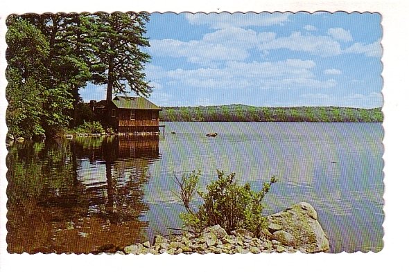 Cabin on Lake, Maine Vacationland,