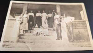 Vintage RPPC Family of 14 on the Porch c1920 $5 RPPC