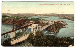 Bridges and Reversible Falls, St John, New Brunswick, Used 1911
