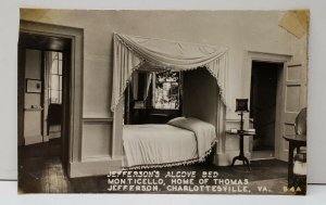 MONTICELLO, Thomas Jefferson, Virginia ALCOVE BED Vintage RPPC Postcard C19