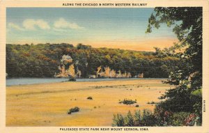 Mount Vernon Iowa 1940s Postcard Palisades State Park on Chicago & NW Railroad