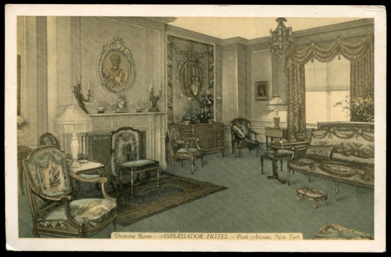 Drawing Room, Ambassador Hotel, Park Avenue, NY. Lumitone Photo-Print