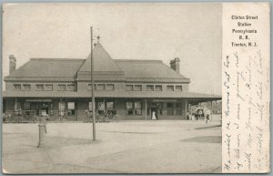 TRENTON NJ CLINTON STR. RAILROAD STATION RAILWAY DEPOT ANTIQUE POSTCARD