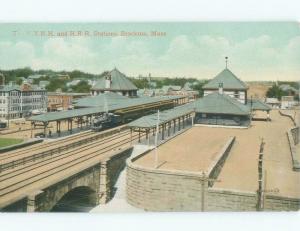 Unused Divided-Back TRAIN DEPOT STATION Brockton Massachusetts MA E8513