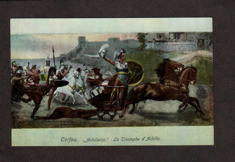 Greece Corfu Achilleion Achille War Fighting Horses Carte Postale Postcard