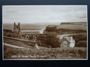 Cornwall ST. GENNEYS CHURCH - Old RP Postcard by E.A. Sweetman & Son 50616