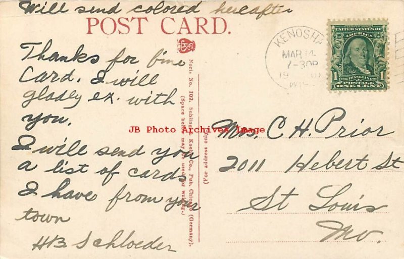 2 Postcards, Kenosha, Wisconsin, Simmons Library