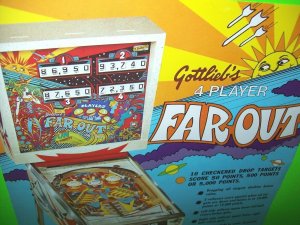 Far Out Pinball Flyer Original 1974 Game Art 8.5 x 11 Vintage Retro Mod Groovy