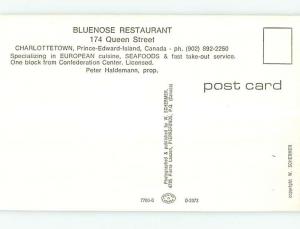 Unused Pre-1980 BLUENOSE RESTAURANT Charlottetown PRINCE EDWARD ISLAND M8942