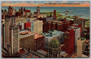 Vtg Chicago Illinois IL Birdseye View of Downtown 1940s City View Postcard