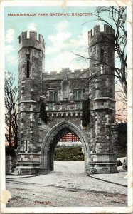 Manningham Park Gateway Bradford Antique Postcard Cancel One Penny Divided Vtg 