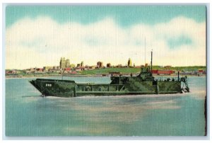 c1940s An Ocean-Going Vessel Harry Darby's Shipyard Kansas City KS Sky Postcard