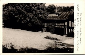 Real Photo Postcard The Eating Lodge at Camp Miniwanca in Shelby Michigan~133011