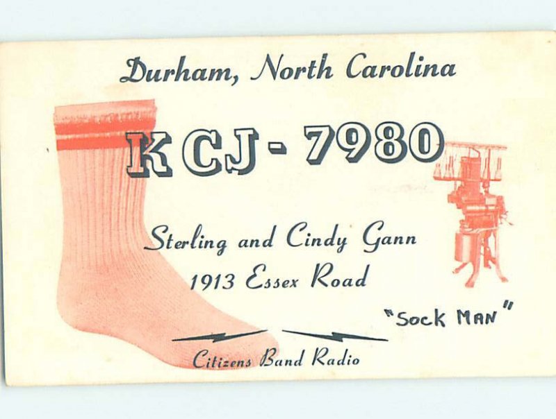 Pre-1980 RADIO CARD - CB HAM OR QSL Durham North Carolina NC AH1651