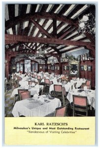 1955 Karl Ratzsch's Restaurant Interior Milwaukee Wisconsin WI Posted Postcard