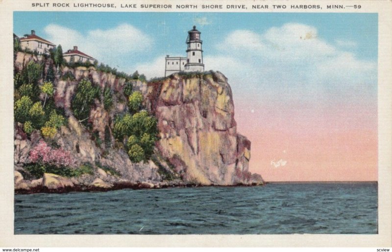 TWO HARBORS, Minnesota, 1940; Split Rock Lighthouse, Lake Superior North Shor...
