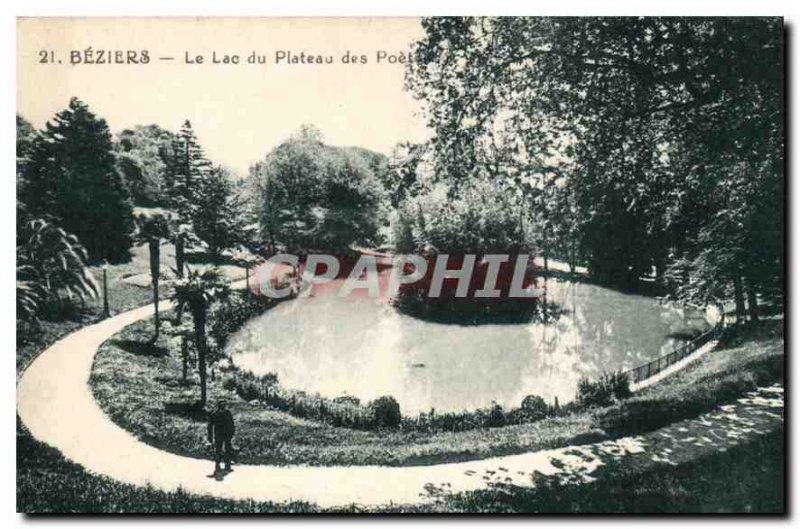 Old Postcard Beziers Lake Plateau of Poets