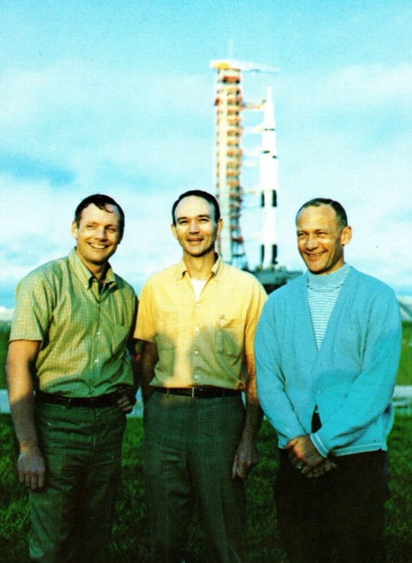 Apollo 11 Crew Armstrong Collins Aldrin at Kennedy Space Center Postcard P218