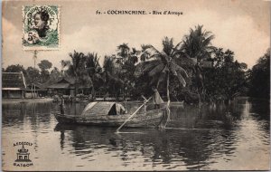 Cochinchina Vietnam Rive d'Arroyo Saigon Ho Chi Minh City Postcard C097