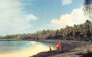 Black Sand Beach KALAPANA ISLAND Hawaii c1950s Chrome Vintage Postcard