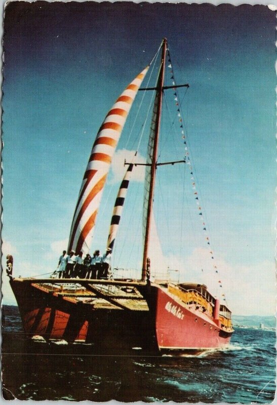 Henry Kaiser's Catamaran Ale Ale Kai 5 Waikiki HI Hawaii Unused Postcard C1