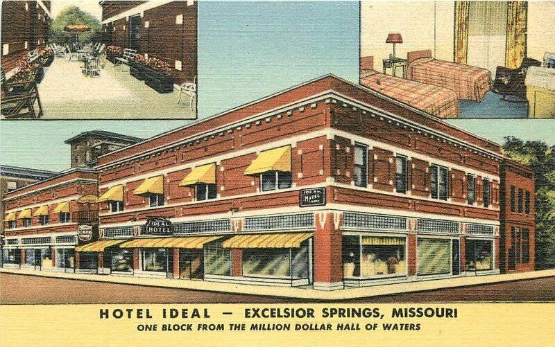 Allis Excelsior Springs Missouri roadside Hotel Ideal 1940s Postcard 20-1240