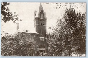 Upland Indiana Postcard Maria Wright Memorial Hall Taylor University 1915 Posted