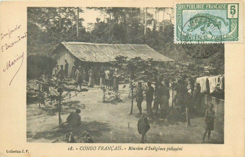 French Congo community life pahouins natives village reunion scene 1913