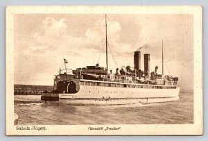 Fährschiff Preußen Sassnitz Rügen German Ferry Ship Postcard 1927 RPPC