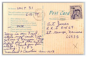 Postcard QSL CB Ham Radio Amateur Card From Roann Ind. Indiana  