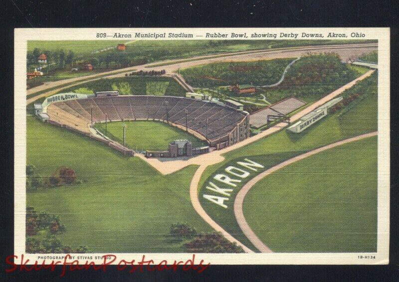 AKRON OHIO AKRON ZIPS UNIVERSITY FOOTBALL STADIUM VINTAGE LINEN POSTCARD