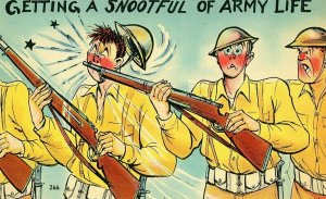 Postcard Comical Military,  Getting A Snootful Of Army Life        N2
