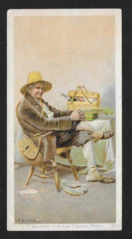 VICTORIAN TRADE CARD Newsboy Plug Tobacco Fisherman