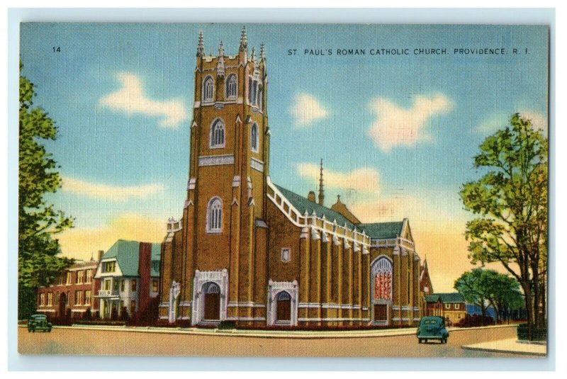 1938 St Paul's Roman Catholic Church Providence Rhode Island RI Antique Postcard