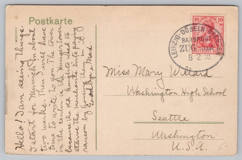 Postcard Leisnig Castle Germany DB Architecture Tower 1909 DB View