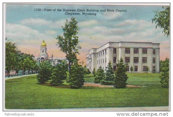 Vista of the Supreme Court Building & State Capitol, Cheyenne Wyoming 1930-40s