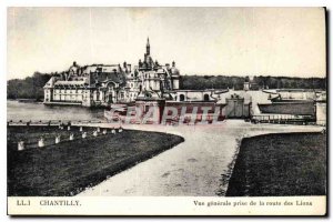 Old Postcard Chantilly General view from the road Lions