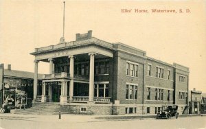 South Dakota Watertown Elk's Home automobile Postcard Black White 22-5759